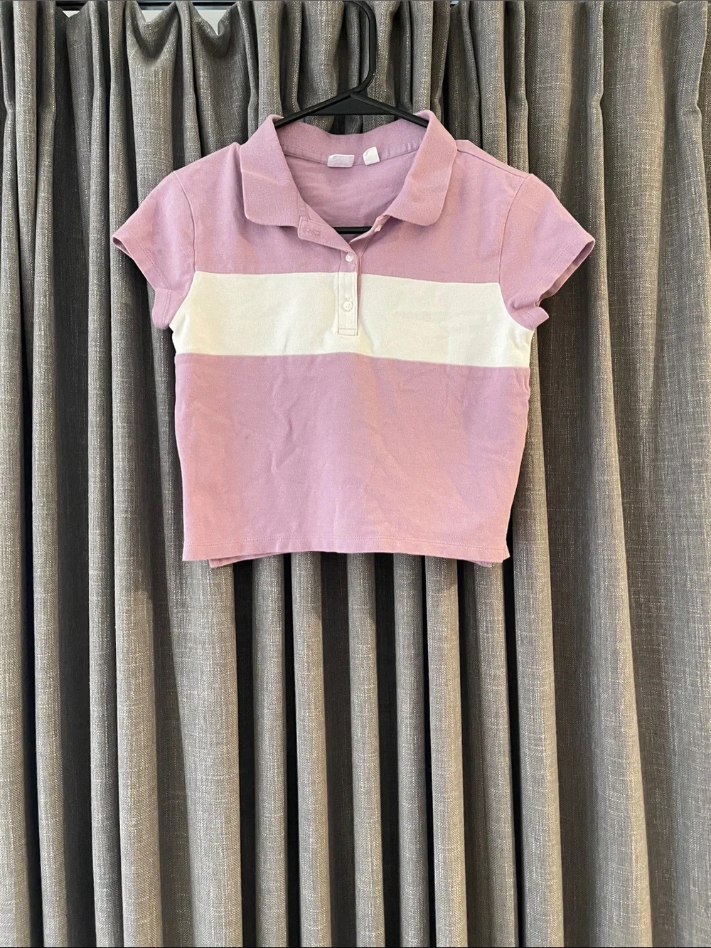 GAP Purple and White Striped Polo Tee